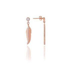 Söğütlü Silver Rose Zirkon Taşlı Tüy Gümüş Küpe