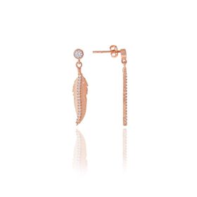 Söğütlü Silver Rose Zirkon Taşlı Tüy Gümüş Küpe