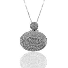 Söğütlü Silver Salyangoz Modeli Oval Telkari Gümüş Kolye