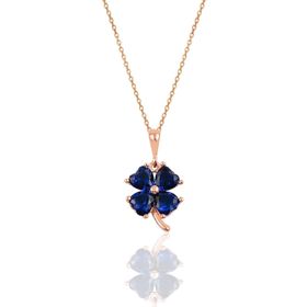 Söğütlü Silver SGTL10088 Safir Yonca Gümüş Kolye