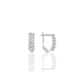 Söğütlü Silver SGTL10120 Baget Taşlı Rodyumlu J Küpe Modeli Gümüş Küpe