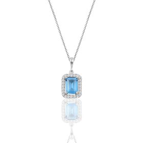 Söğütlü Silver SGTL10125 Gümüş Akuamarin Baget Taşlı Kolye SGTL10125