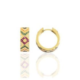 Söğütlü Silver SGTL10151GOLD Gümüş Gold Kilim Modeli Halka Küpe