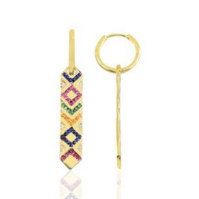 Söğütlü Silver SGTL10151GOLD Gümüş Gold Kilim Modeli Halka Küpe