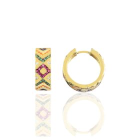 Söğütlü Silver SGTL10151GOLD Gümüş Gold Kilim Modeli Halka Küpe