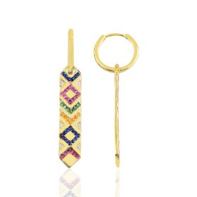 Söğütlü Silver SGTL10151GOLD Gümüş Gold Kilim Modeli Halka Küpe