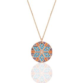 Söğütlü Silver SGTL10156ROSE Gümüş Rose Yuvarlak Kadın Kilim Kolye