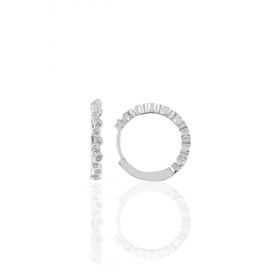 Söğütlü Silver SGTL10190 Beyaz Rodyumlu 17 mm Sıra Taşlı Halka Gümüş Küpe