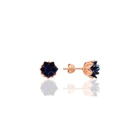 Söğütlü Silver SGTL10216KP Gümüş Lotus Çiçeği Modeli Safir Renkli Taşlı Küpe
