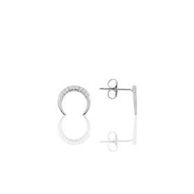 Söğütlü Silver SGTL10225RODAJ Zirkon Taşlı Hilal Modeli Gümüş Küpe