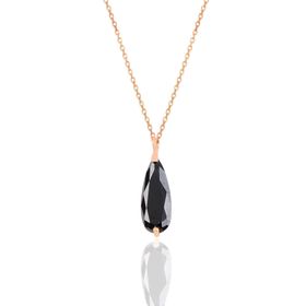 Söğütlü Silver SGTL10242 Gümüş rose siyah taşlı damla modeli kolye