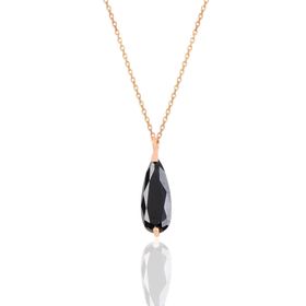 Söğütlü Silver SGTL10242 Gümüş rose siyah taşlı damla modeli kolye