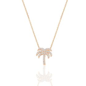 Söğütlü Silver SGTL10303 Gümüş rose zirkon taşlı palmiye kolye