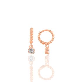 Söğütlü Silver SGTL10318 Rose Tek Taşlı Halka Gümüş Küpe