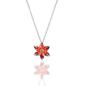Söğütlü Silver SGTL10387 Gümüş Rodyumlu Taşlı Nilüfer Lotus Çiçeği Kolye