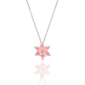 Söğütlü Silver SGTL10387 Gümüş Rodyumlu Taşlı Nilüfer Lotus Çiçeği Kolye