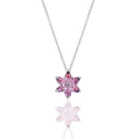 Söğütlü Silver SGTL10387 Gümüş Rodyumlu Taşlı Nilüfer Lotus Çiçeği Kolye