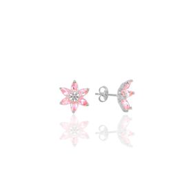 Söğütlü Silver SGTL10389 Beyaz Taşlı Nilüfer Lotus Çiçeği Gümüş Küpe