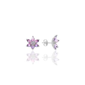 Söğütlü Silver SGTL10389 Beyaz Taşlı Nilüfer Lotus Çiçeği Gümüş Küpe