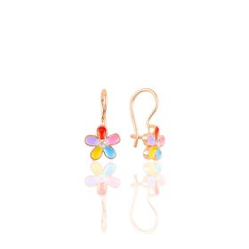Söğütlü Silver SGTL10413ROSE Çengelli Renkli Çiçek Gümüş Küpe