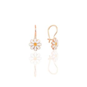 Söğütlü Silver SGTL10415 Rose Mineli Çengelli Papatya Gümüş Küpe
