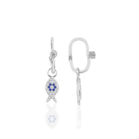 Söğütlü Silver SGTL10472 Rodyumlu Taşlı Balık Göçmen Gümüş Küpe