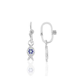 Söğütlü Silver SGTL10472 Rodyumlu Taşlı Balık Göçmen Gümüş Küpe