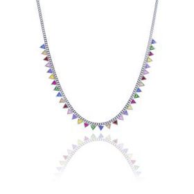 Söğütlü Silver SGTL10531 Gümüş Rodyumlu Renkli Taşlı Gurmet Zincirli Piramit Halhal