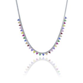 Söğütlü Silver SGTL10531 Gümüş Rodyumlu Renkli Taşlı Gurmet Zincirli Piramit Halhal