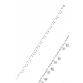 Söğütlü Silver SGTL10549 Gümüş Rodyumlu Zirkon Taşlı Pullu Halhal