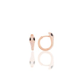 Söğütlü Silver SGTL10555 Rose Siyah Taşlı Yılan Halka Gümüş Küpe