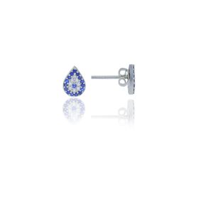 Söğütlü Silver SGTL10578 Rodyumlu Damla Nazar Gümüş Küpe