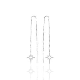 Söğütlü Silver SGTL10607 Rodyumlu Kutup Yıldızı Zincir Gümüş Küpe