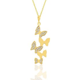 Söğütlü Silver SGTL10618 Altın Yaldızlı Üç Boyutlu Minimal F Gümüş Harf Kadın Gümüş Kolye
