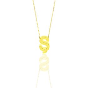 Söğütlü Silver SGTL10618 Altın Yaldızlı Üç Boyutlu Minimal M Gümüş Harf Kadın Gümüş Kolye