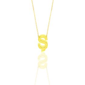 Söğütlü Silver SGTL10618 Altın Yaldızlı Üç Boyutlu Minimal M Gümüş Harf Kadın Gümüş Kolye