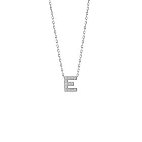 Söğütlü Silver SGTL10619 Gümüş Rodyumlu Üç Boyutlu Minimal E Gümüş Harf Kolye