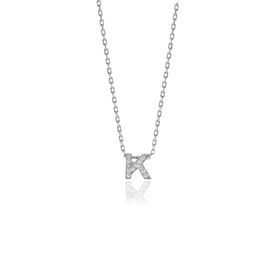 Söğütlü Silver SGTL10619 Gümüş Rodyumlu Üç Boyutlu Minimal K Gümüş Harf Kolye