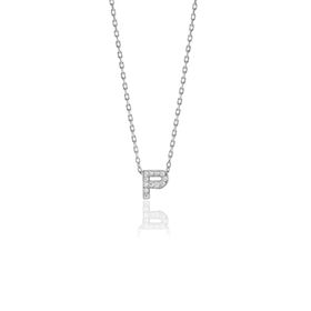 Söğütlü Silver SGTL10619 Gümüş Rodyumlu Üç Boyutlu Minimal P Gümüş Harf Kolye