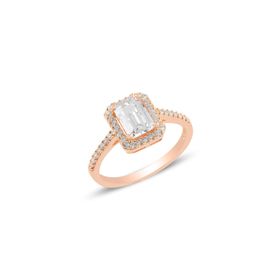 Söğütlü Silver SGTL10675 Gümüş Rose Pırlanta Montürlü Baget Taşlı Yüzük