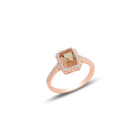 Söğütlü Silver SGTL10675 Gümüş Rose Pırlanta Montürlü Baget Taşlı Yüzük