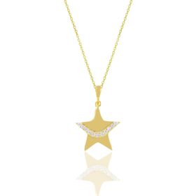 Söğütlü Silver SGTL10679GOLD Altın Yaldızlı Zirkon Taşlı Kayan Yıldız Kadın Gümüş Kolye