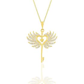 Söğütlü Silver SGTL10679GOLD Altın Yaldızlı Zirkon Taşlı Kayan Yıldız Kadın Gümüş Kolye