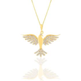 Söğütlü Silver SGTL10679GOLD Altın Yaldızlı Zirkon Taşlı Kayan Yıldız Kadın Gümüş Kolye