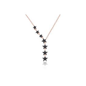 Söğütlü Silver SGTL10679SYH Gümüş Rose Onix Taşlı Kayan Yıldız Kolye