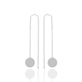 Söğütlü Silver SGTL10686RODAJ Rodyumlu Pul Zincir Gümüş Küpe