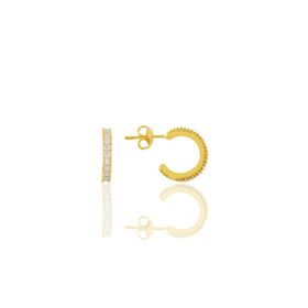 Söğütlü Silver SGTL10693GOLD Altın Yaldızlı Zirkon Taşlı 13 mm Tamtur Halka Kadın Gümüş Küpe