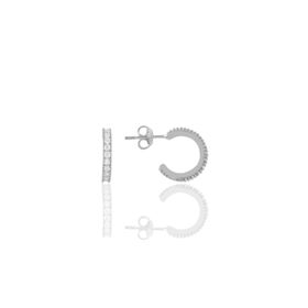 Söğütlü Silver SGTL10693RODAJ Rodyumlu Zirkon Taşlı 13 mm Tamtur Halka Gümüş Küpe