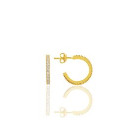 Söğütlü Silver SGTL10694GOLD Altın Yaldızlı Zirkon Taşlı 16 mm Tamtur Halka Kadın Gümüş Küpe