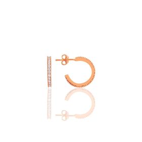 Söğütlü Silver SGTL10694ROSE Rose Zirkon Taşlı 16 mm Tamtur Halka Gümüş Küpe